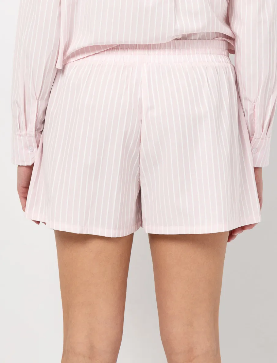 Striped Elastic-waist Shorts