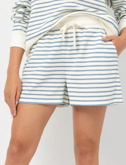 Striped Elastic-waist Shorts