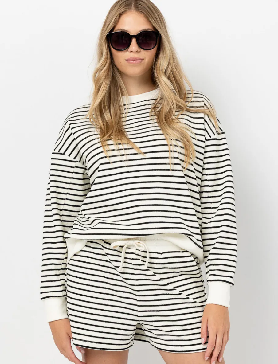 Striped Elastic-waist Shorts
