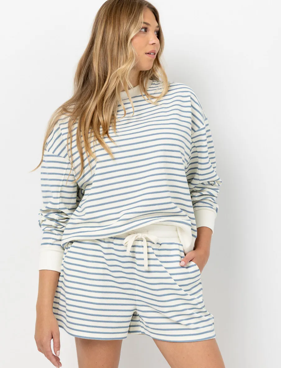 Striped Elastic-waist Shorts
