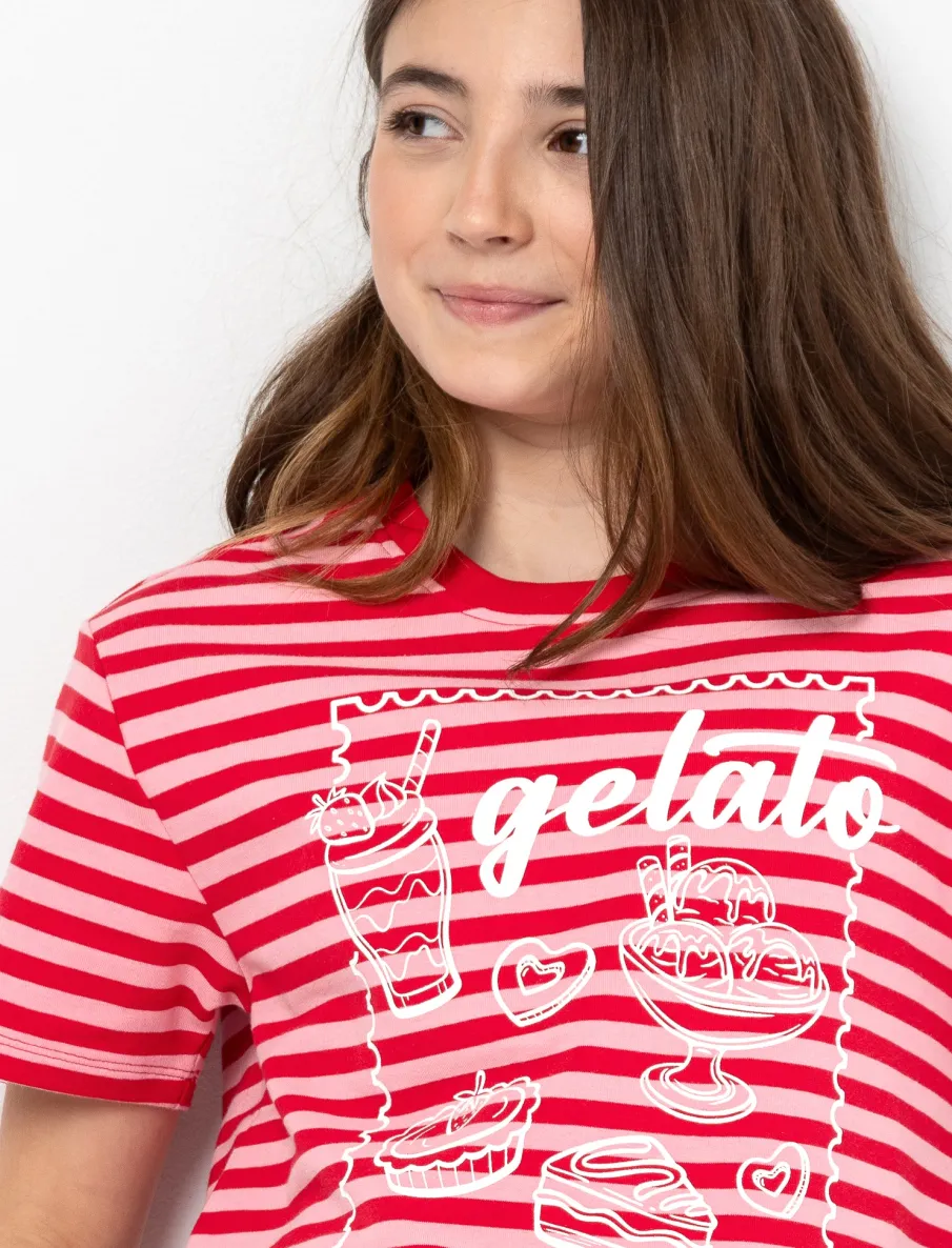Striped "Gelato" Print T-shirt
