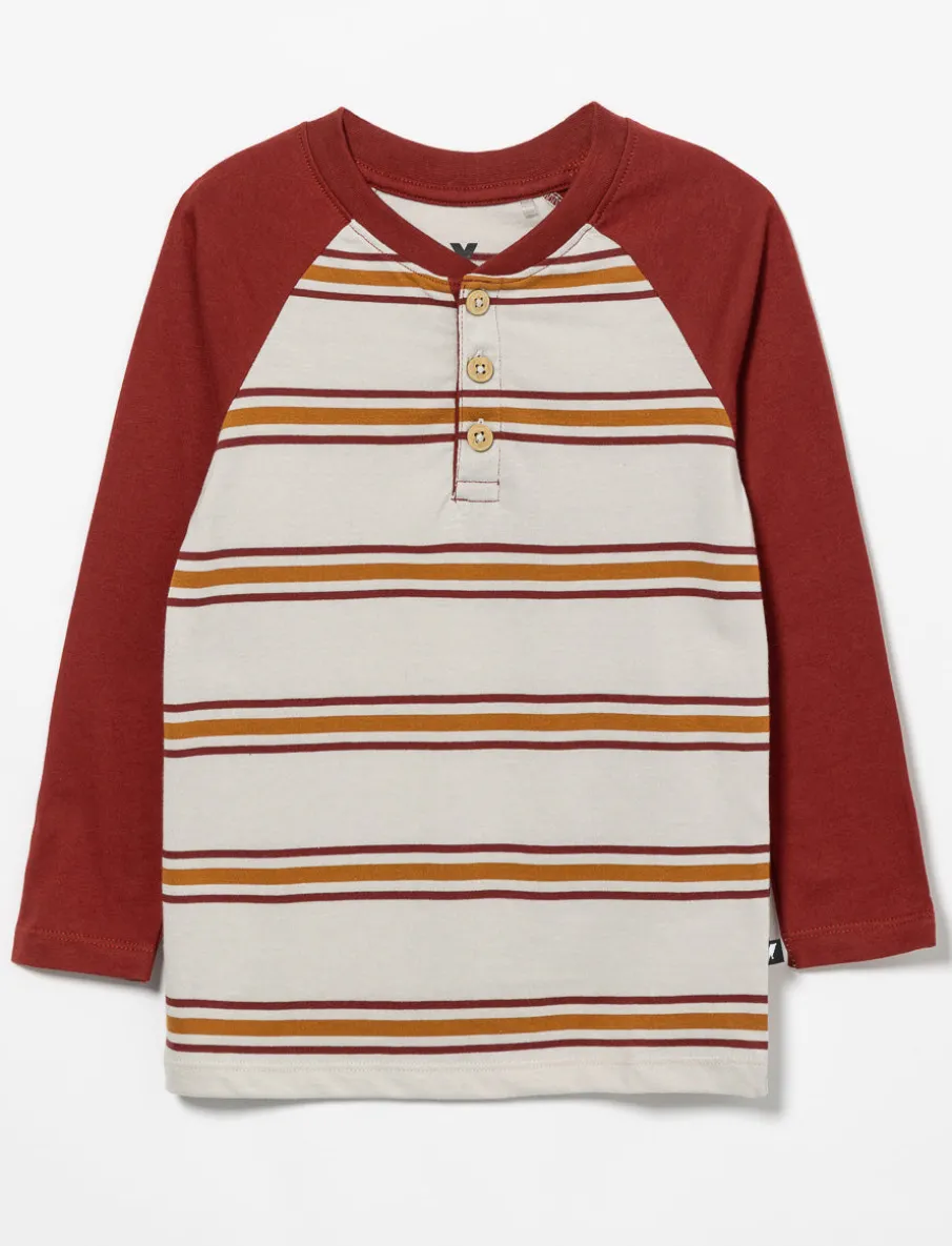 Striped Henley Collar T-shirt - Little Boy