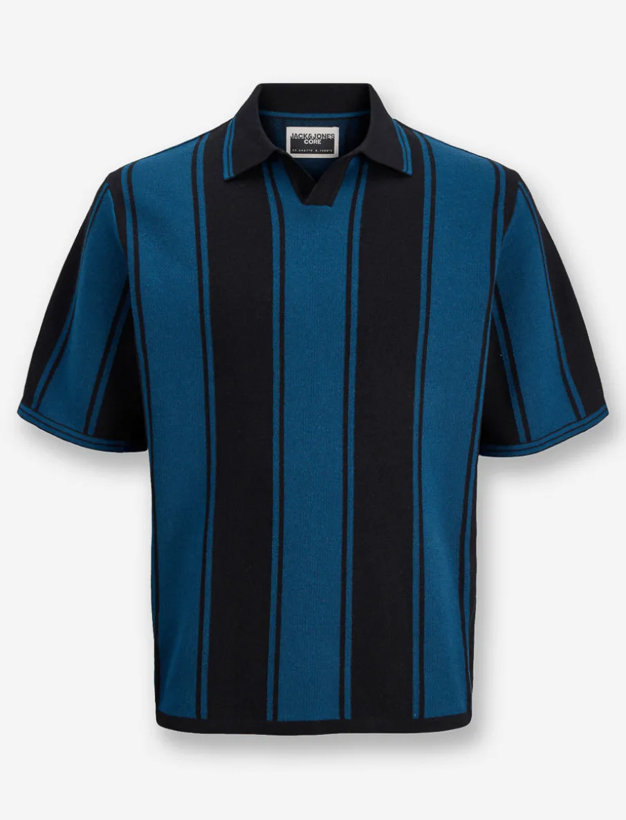 Striped Knit Polo Shirt