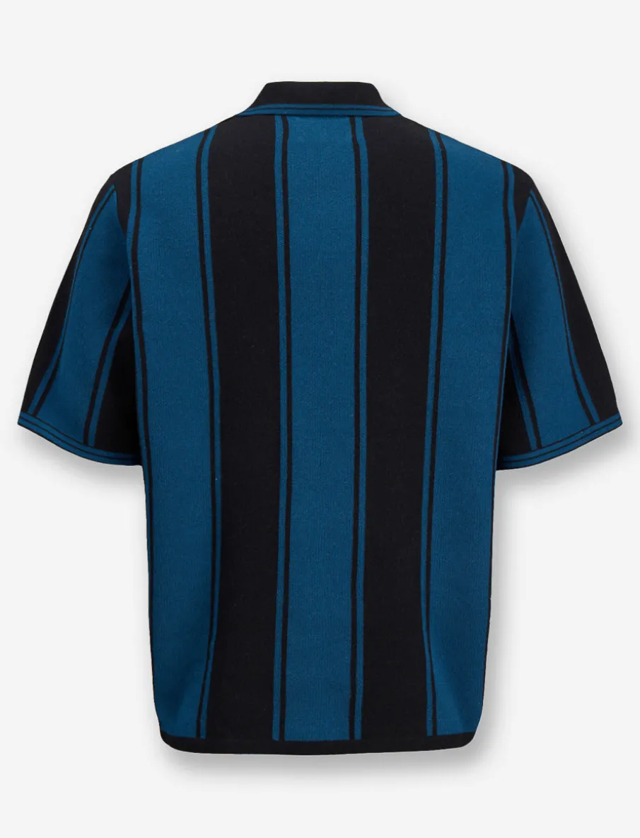 Striped Knit Polo Shirt