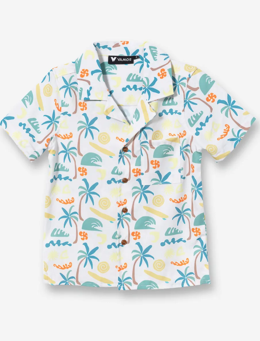 Striped Palm-Print Shirt - Little Boys