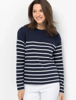 Striped Shoulder-button T-shirt