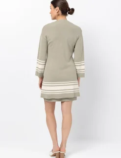 Striped 3/4-sleeve Cardigan