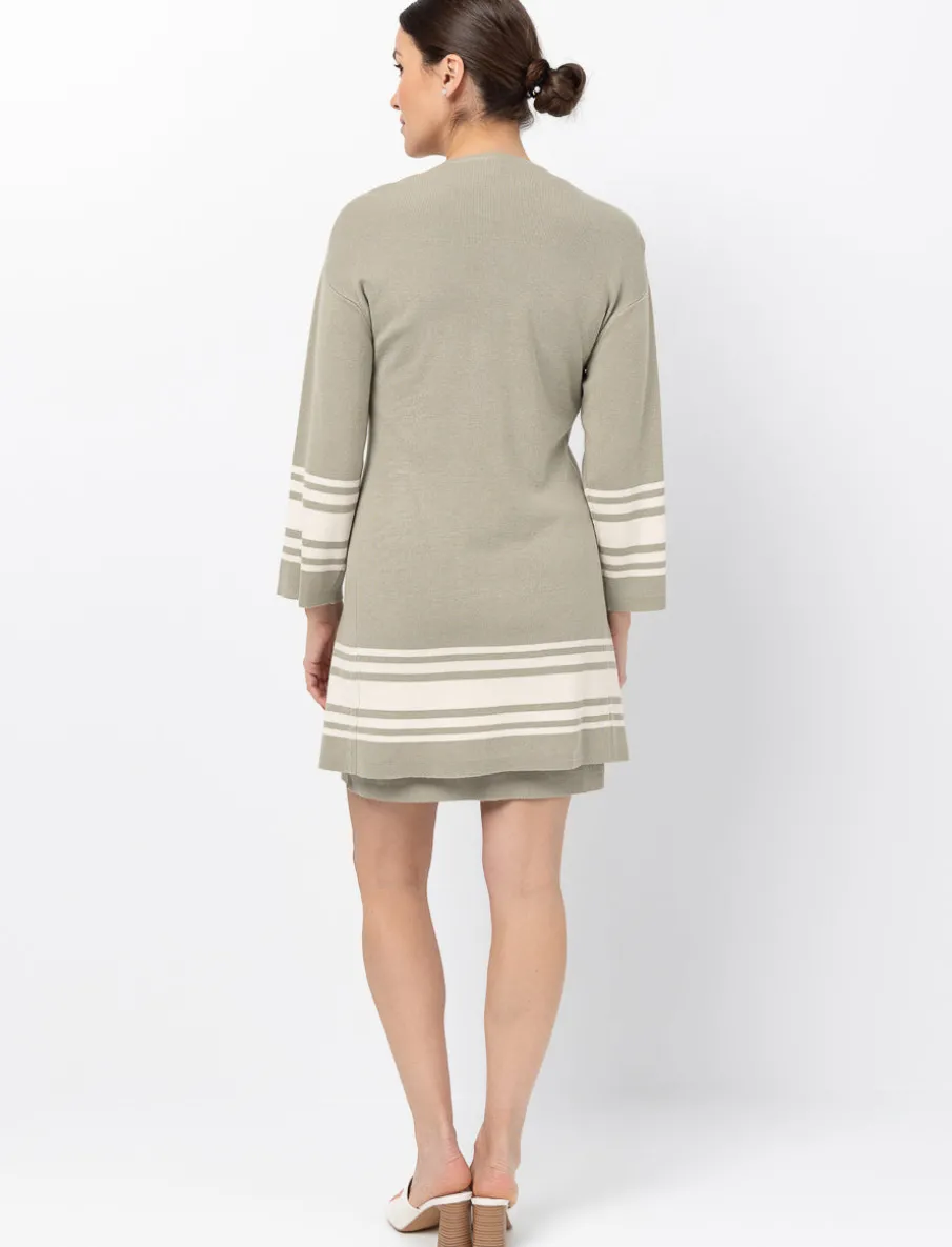 Striped 3/4-sleeve Cardigan