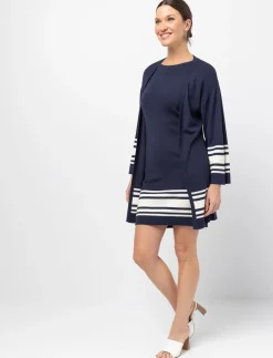 Striped 3/4-sleeve Cardigan