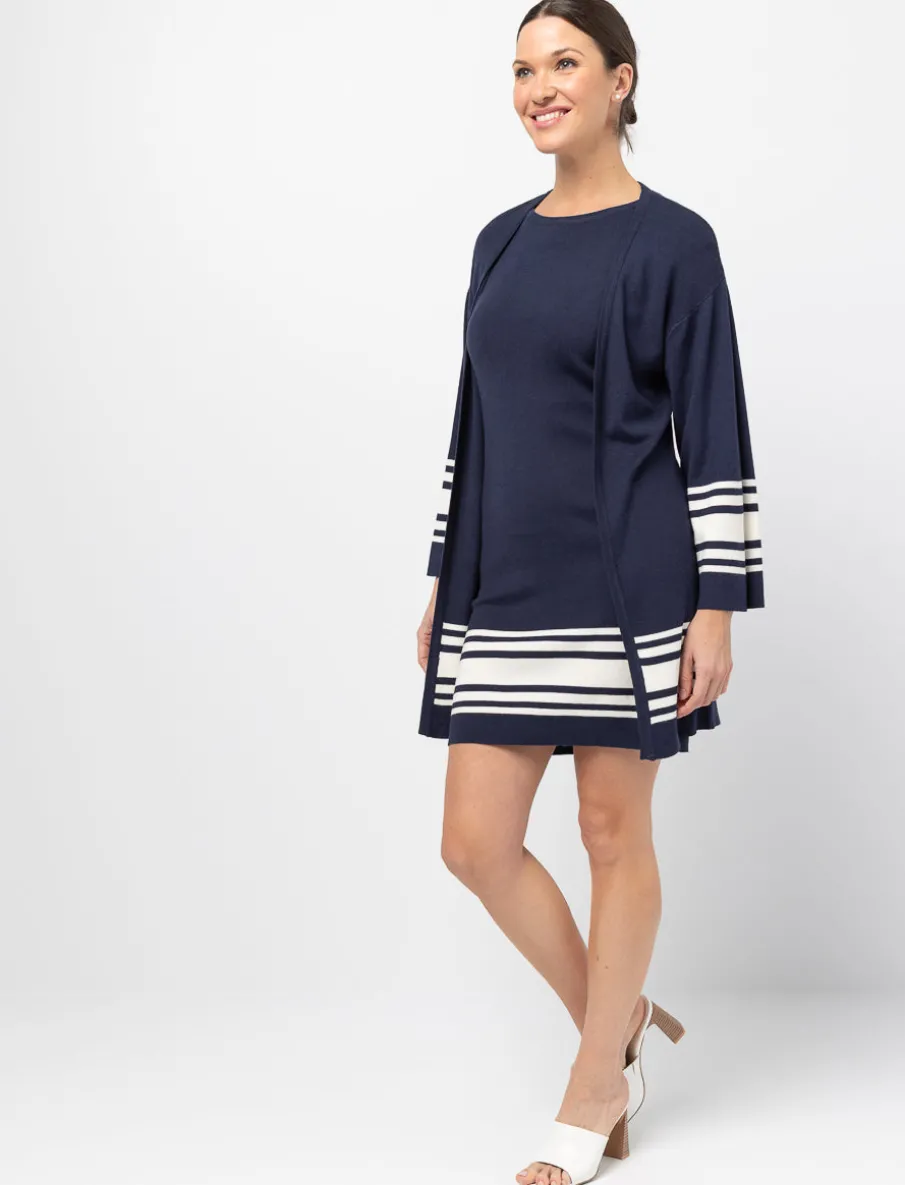 Striped 3/4-sleeve Cardigan