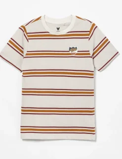 Striped T-shirt with Printed Patch - Little Boy