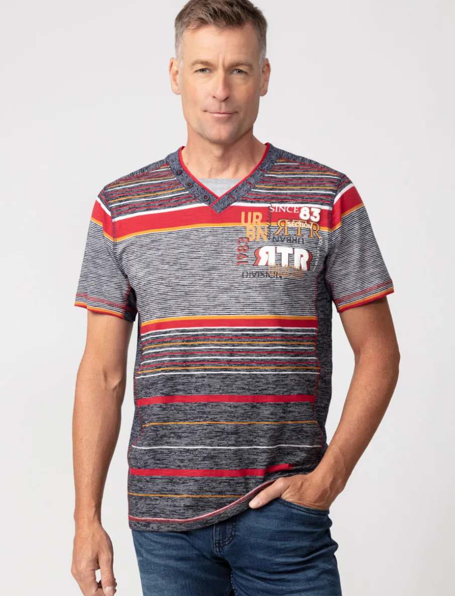 Striped V-neck T-shirt
