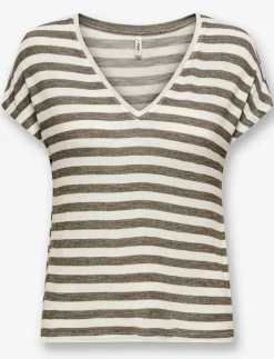 Striped V-neck T-shirt