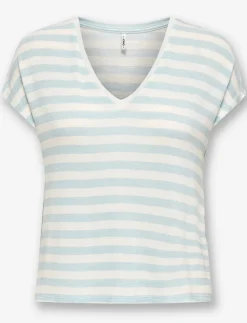 Striped V-neck T-shirt