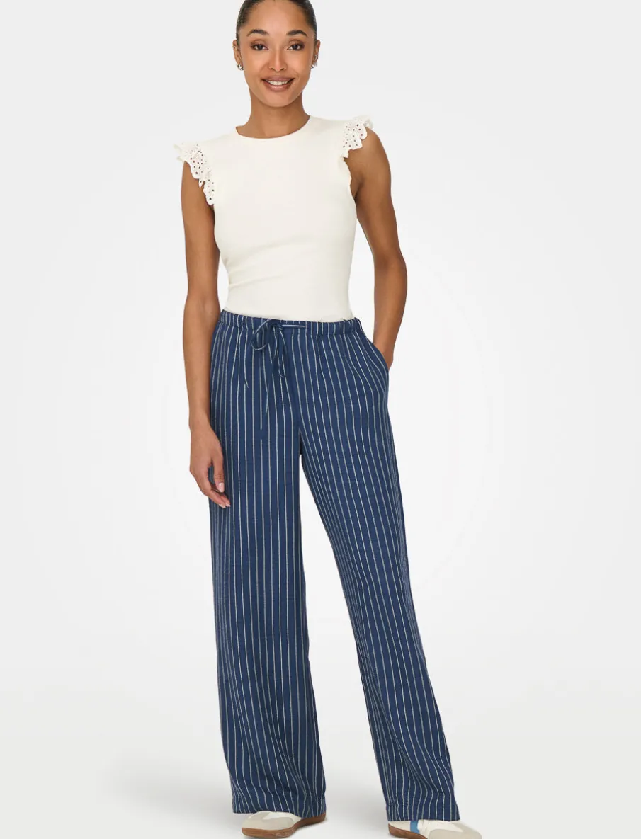 Striped Wide-leg Pants