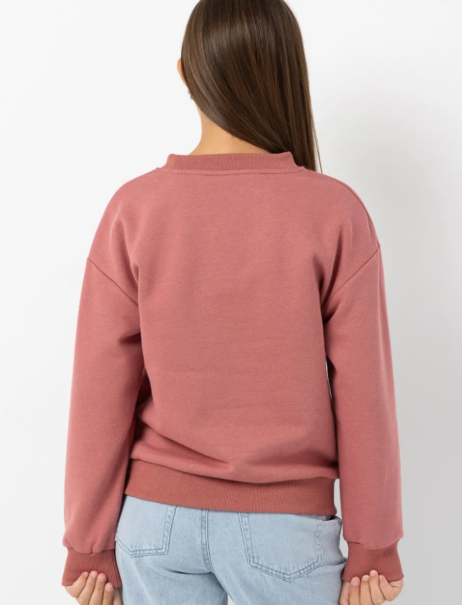 Sweatshirt with Applied Flowers