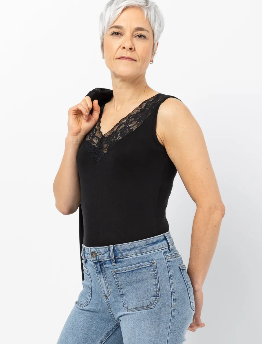 Tank Top with Lace Trim