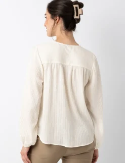 Textured Blouse with Gold Buttons