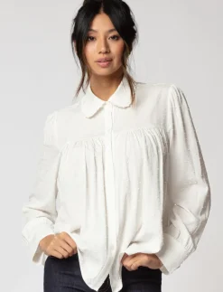 Textured Button-up Blouse