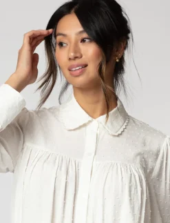 Textured Button-up Blouse