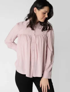 Textured Button-up Blouse