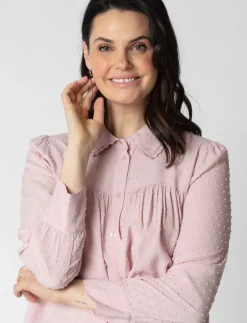 Textured Button-up Blouse