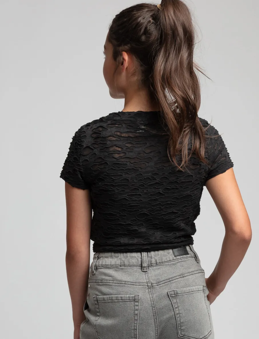 Textured Cropped T-shirt