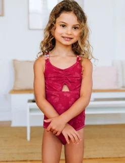 Textured Crossback 1-piece Swimsuit - Little Girl