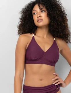 Textured Cross-strap Bikini Top