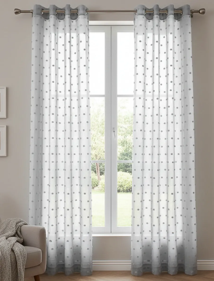 Textured Dot Sheer Curtain Panel