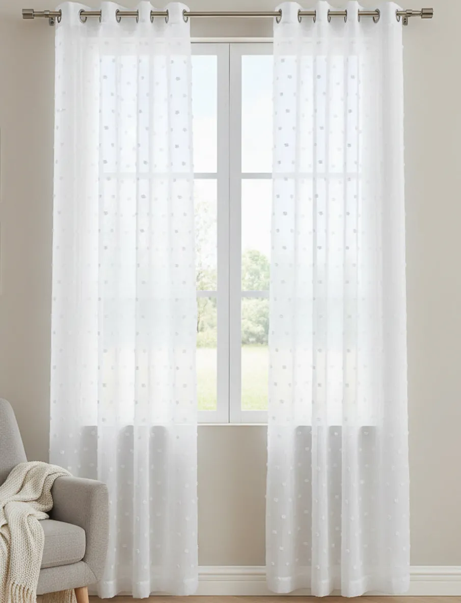 Textured Dot Sheer Curtain Panel