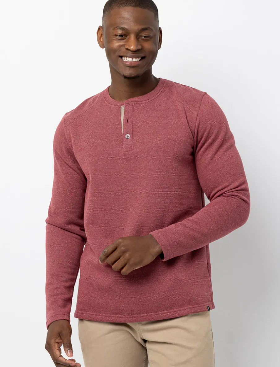 Textured Henley Collar T-shirt