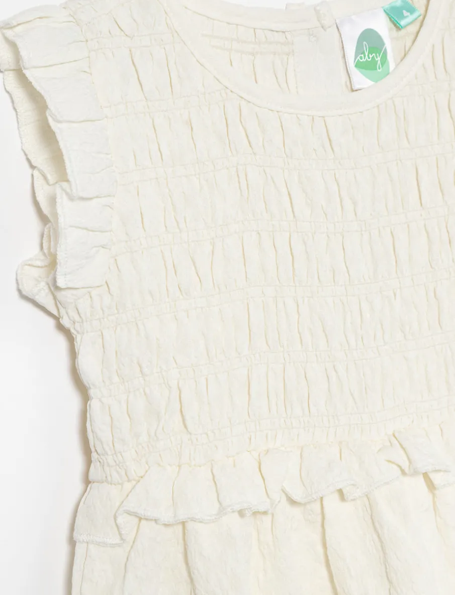 Textured Smocked-waist Dress