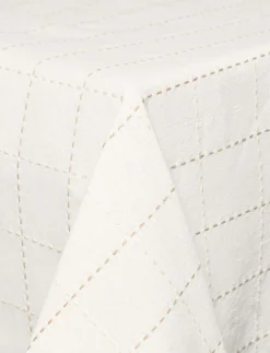 Textured Tablecloth with Stitched Pattern - 54 x 72 in