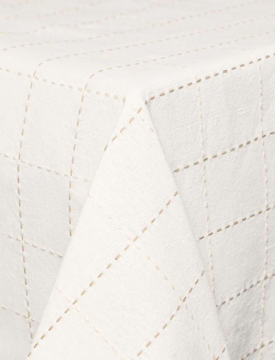 Textured Tablecloth with Stitched Pattern - 54 x 72 in