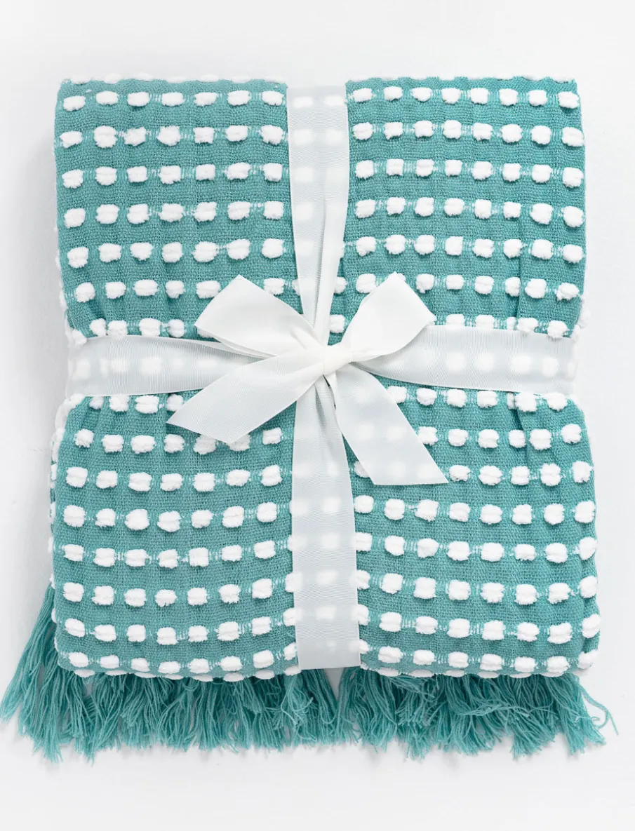 Textured Throw with Fringe