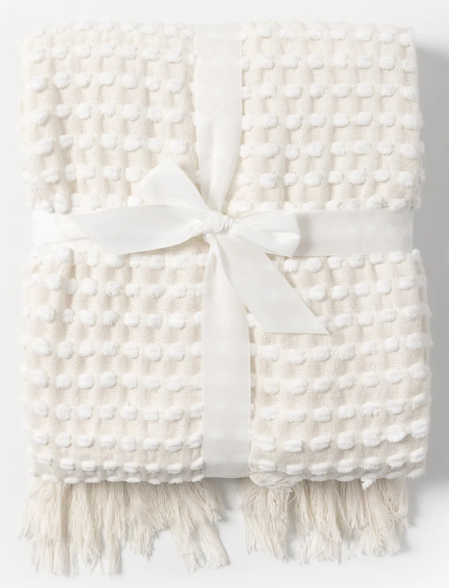 Textured Throw with Fringe