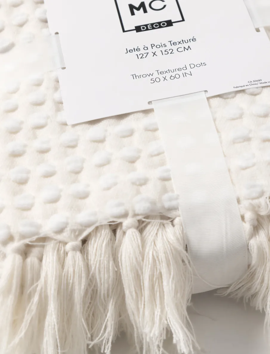 Textured Throw with Fringe