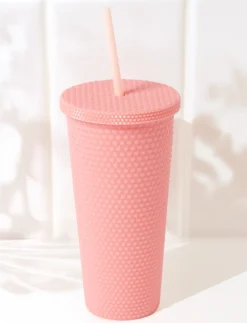 Textured Travel Cup with Straw