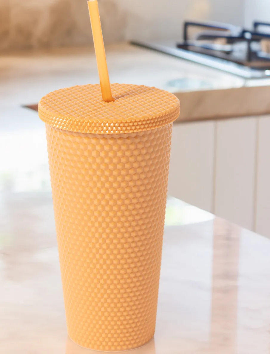 Textured Travel Cup with Straw