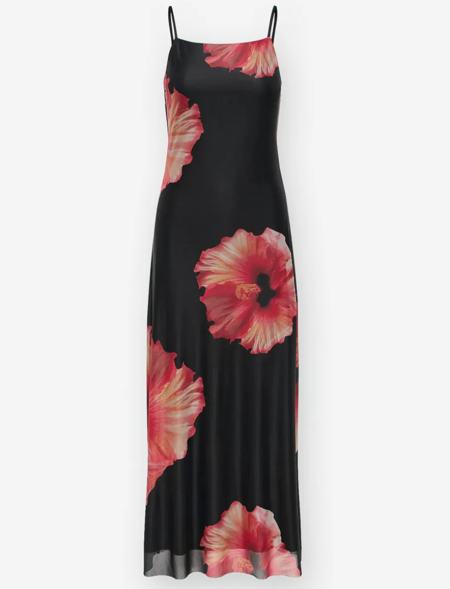 Thin Strap Hibiscus Flower Dress