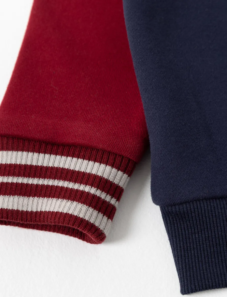 Three-tone Fleece Polo Sweater - Little Boy