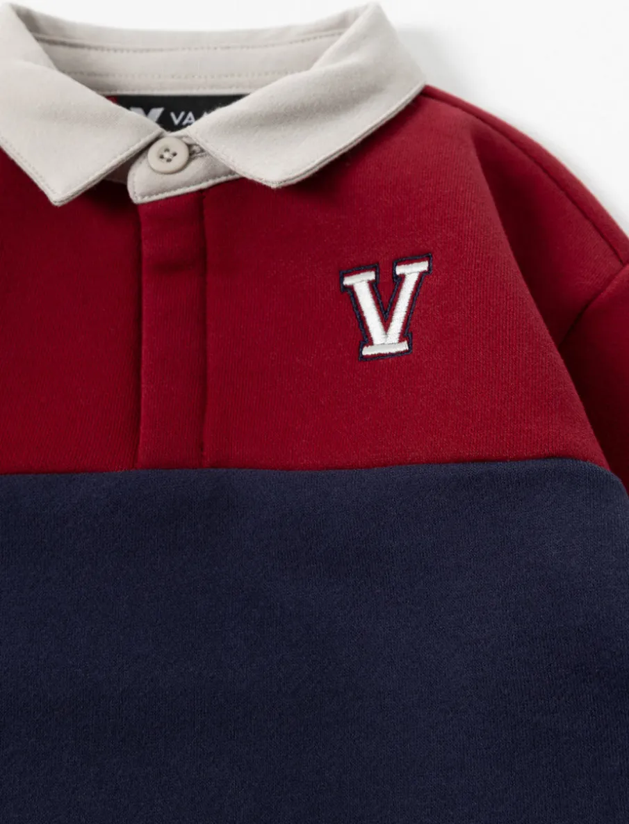 Three-tone Fleece Polo Sweater - Baby Boy