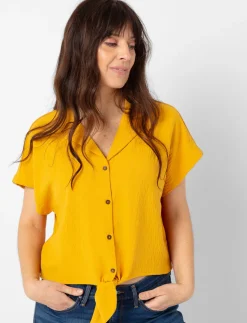 Tie-front Dolman-sleeve Blouse