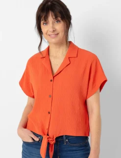 Tie-front Dolman-sleeve Blouse