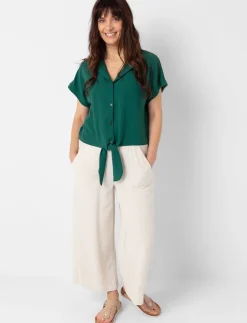 Tie-front Dolman-sleeve Blouse
