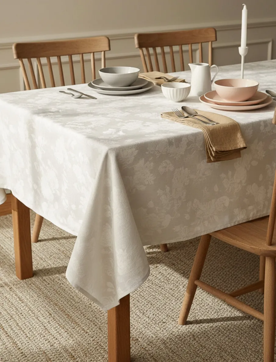Tone-on-tone Floral Tablecloth - 50 x 70 in