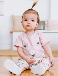 T-shirt with Appliquéd Flowers