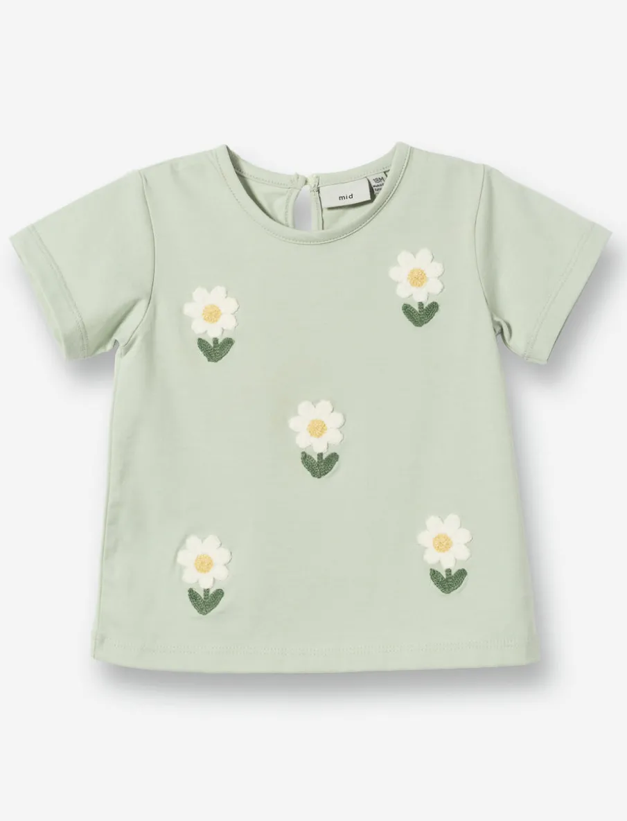 T-shirt with Appliquéd Flowers