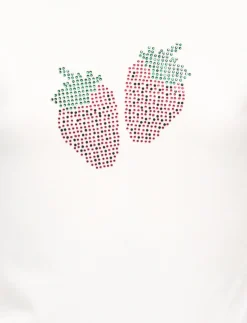 T-shirt with Rhinestone Strawberries